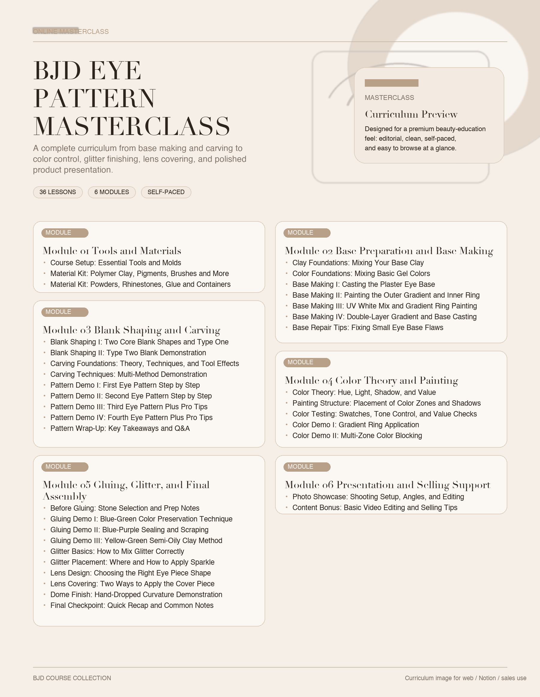 Eye Design Masterclass curriculum preview